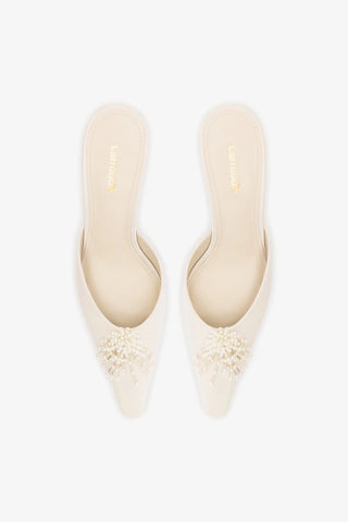 Carine Mule White Satin Mule Larroudé