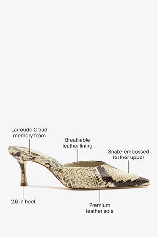 Carine Mule Neutral Snake Leather Mule Larroudé