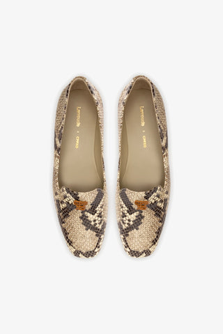 Larroudé x CPPXO Loafer In Neutral Snake Leather
