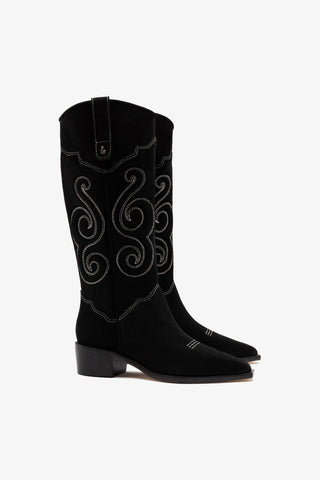 Paloma Boot In Black Suede Boot Larroudé