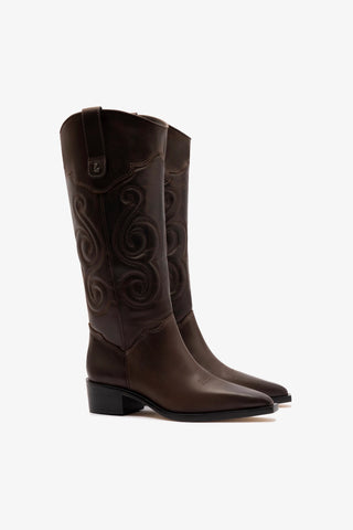 Paloma Boot In Brown Shadow Leather