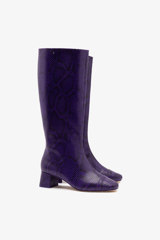 Edie Boot In Eggplant Python Embossed Leather