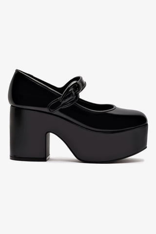 Verona Flatform In Black Box Leather