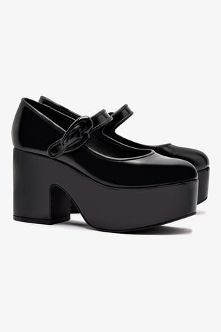 Verona Flatform In Black Box Leather