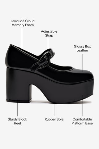 Verona Flatform In Black Box Leather