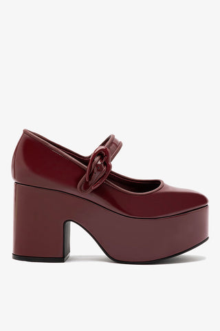 Verona Flatform In Burgundy Box Leather Pump Larroudé