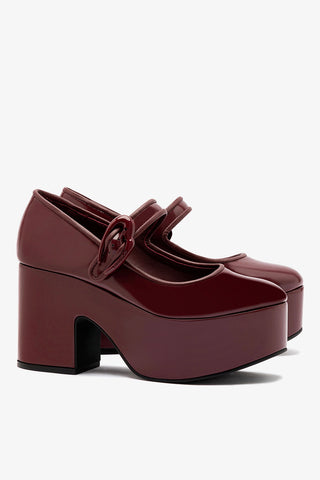 Verona Flatform In Burgundy Box Leather Pump Larroudé