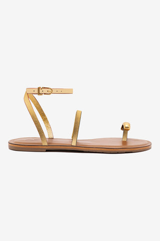 Biarritz Flat Sandal In Gold Metallic Leather