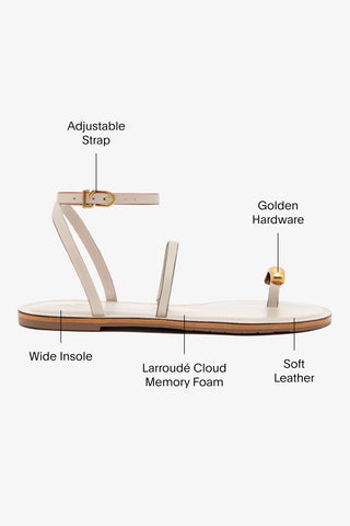 Biarritz Flat Sandal In Ivory Leather