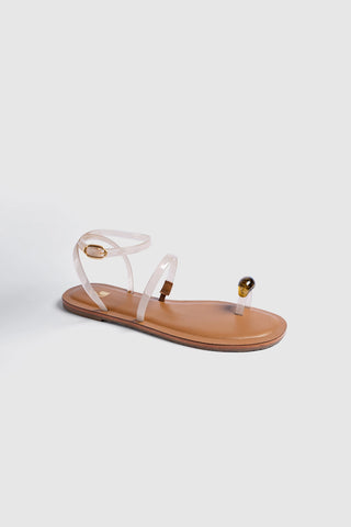 Biarritz Jelly Flat Sandal In Ivory Vinyl Flat - Sandal Larroudé