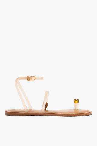 Biarritz Jelly Flat Sandal In Ivory Vinyl Flat - Sandal Larroudé
