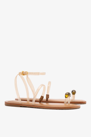 Biarritz Jelly Flat Sandal In Ivory Vinyl Flat - Sandal Larroudé