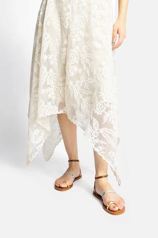 Biarritz Flat Sandal In Lemonade, Maya and Oud Python Embossed Leather Flat - Sandal Larroudé