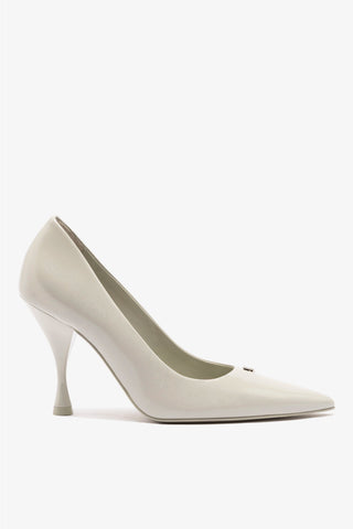 Stone Pump In Gray Box Leather Pump Larroudé