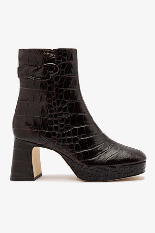 Dolly Verona Low Boot In Croco Brown Leather