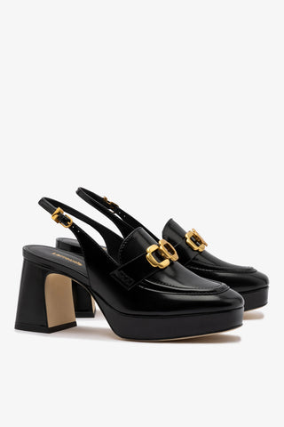 Harrington Loafer Low In Black Box Leather Pump Larroudé