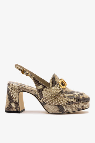 Harrington Loafer Low In Neutral Snake Leather Pump Larroudé