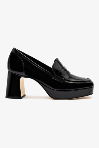 Suki Platform In Black Box Leather