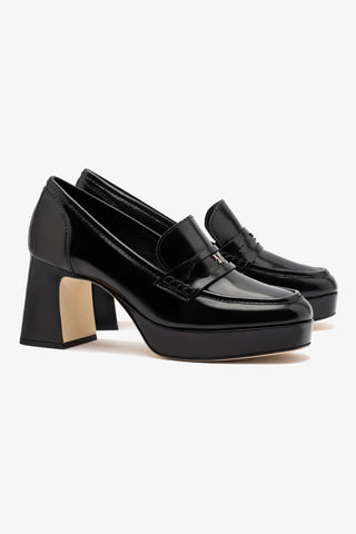 Suki Platform In Black Box Leather