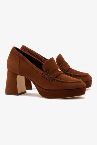 Suki Platform In Burnt Umber Suede