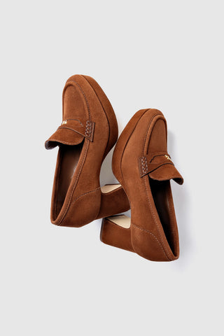 Suki Platform In Burnt Umber Suede