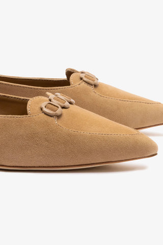 Audrey Flat In Hazelnut Suede Ballet Larroudé