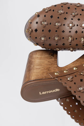 Miso Wooden Platform Clog Burnt Umber Leather Mule Larroudé
