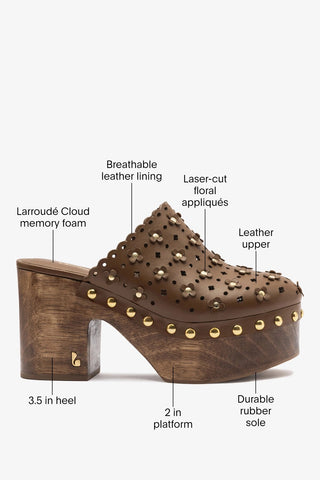 Miso Wooden Platform Clog Burnt Umber Leather