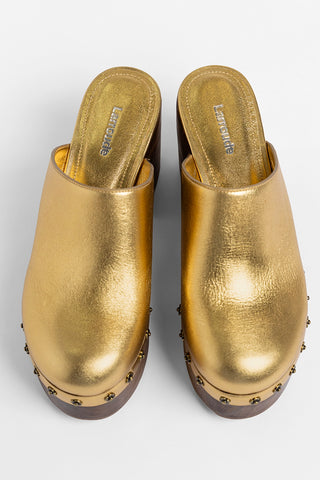 Miso Wooden Platform Clog Gold Leather Clog Larroudé