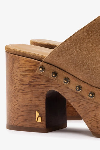 Miso Wooden Platform Clog In Peanut Suede