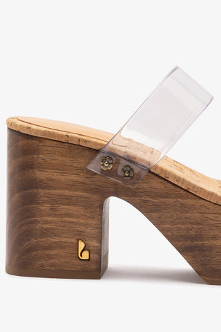 Miso Clear Platform Sandal In Clear Vinyl and Natural Cork Womens - Shoes - Platforms Larroudé