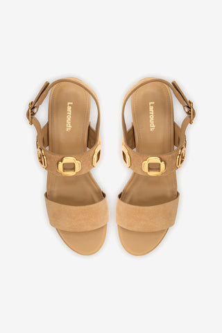 Miso Wooden Platform Sandal In Peanut Suede