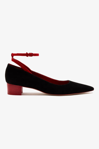 Larroudé x CPPXO Low Pump In Black And Scarlet Leather