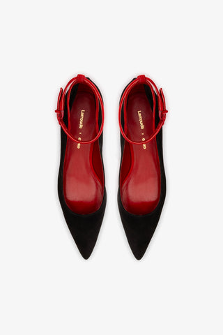 Larroudé x CPPXO Low Pump In Black And Scarlet Leather