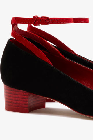 Larroudé x CPPXO Low Pump In Black And Scarlet Leather