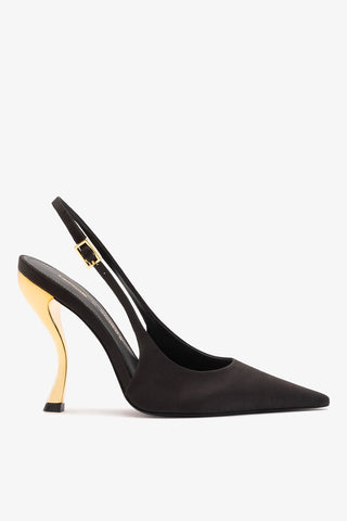 Larroudé x Nicolò B.: Grace Pump Black Satin Pump Larroudé x Nicolò Beretta