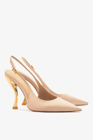 Larroudé x Nicolò B.: Grace Pump Sand Satin Pump Larroudé x Nicolò Beretta
