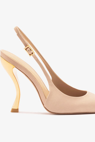 Larroudé x Nicolò B.: Grace Pump Sand Satin Pump Larroudé x Nicolò Beretta