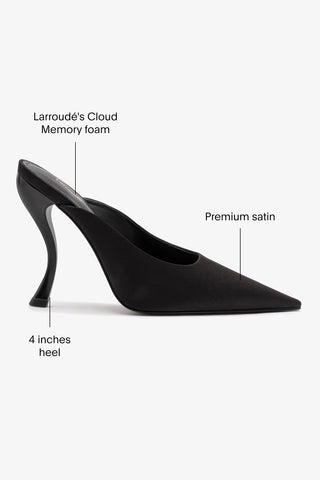 Larroudé by Nicolò B. Inna Mule In Black Satin