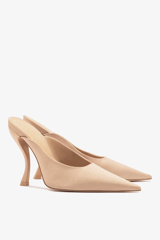 Larroudé x Nicolò B.: Inna Mule Sand Satin Mule Larroudé x Nicolò Beretta