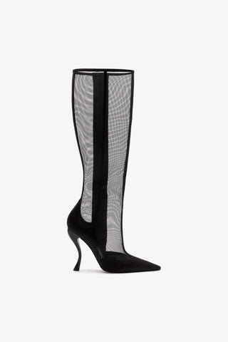 Larroudé by Nicolò B. Zuzu Mesh Boot In Black Satin