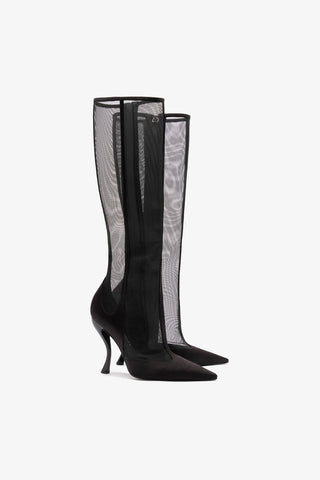 Larroudé by Nicolò B. Zuzu Mesh Boot In Black Satin