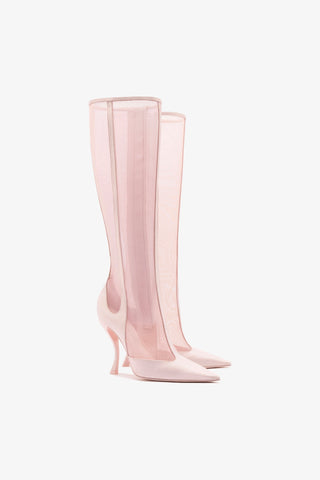 Larroudé by Nicolò B. Zuzu Mesh Boot In Strawberry Satin