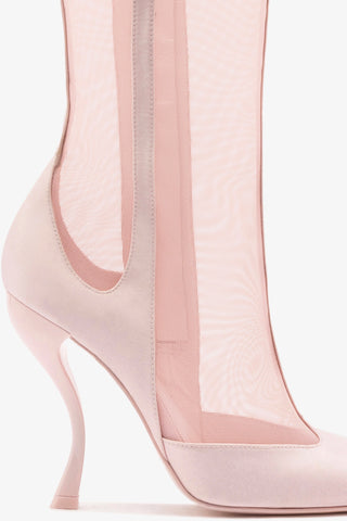 Larroudé by Nicolò B. Zuzu Mesh Boot In Strawberry Satin