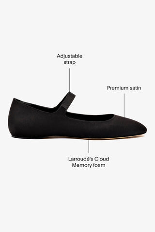 Larroudé by Nicolò B. Maria Ballet Flat In Black Satin