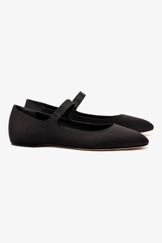 Larroudé by Nicolò B. Maria Ballet Flat In Black Satin