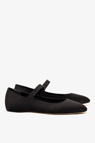 Larroudé by Nicolò B. Maria Ballet Flat In Black Satin