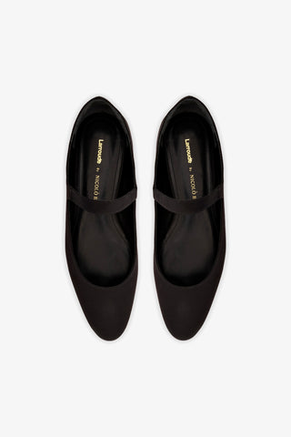 Larroudé by Nicolò B. Maria Ballet Flat In Black Satin