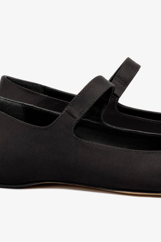 Larroudé by Nicolò B. Maria Ballet Flat In Black Satin