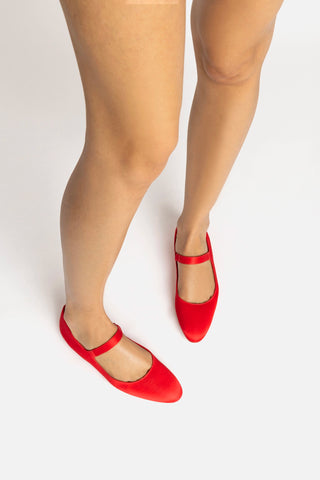 Larroudé by Nicolò B. Maria Ballet Flat In Scarlet Satin